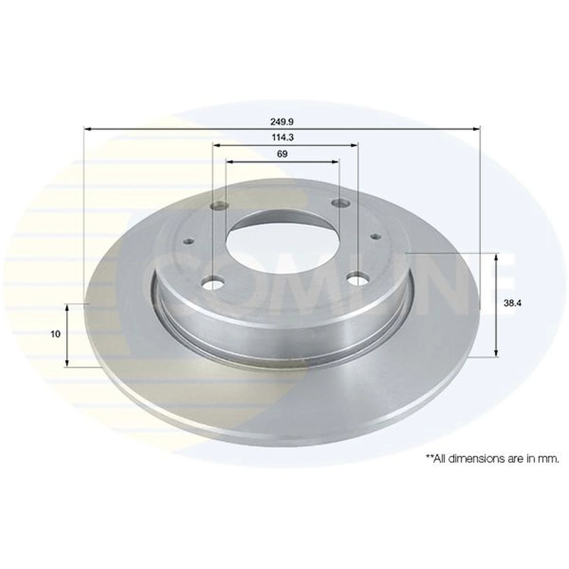 Comline 2 x Solid Rear Brake Discs ADC0372-x2