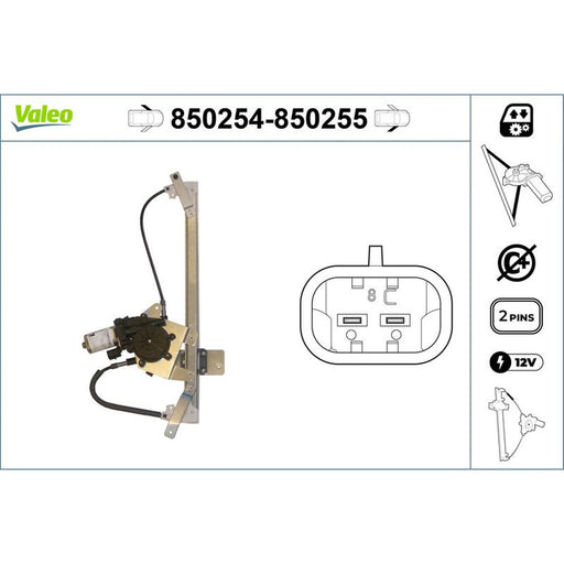 Valeo Electric Window Regulator Lifter Right Front 850255