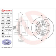 Brembo 2 x Solid Rear Brake Discs 08.D759.11-x2