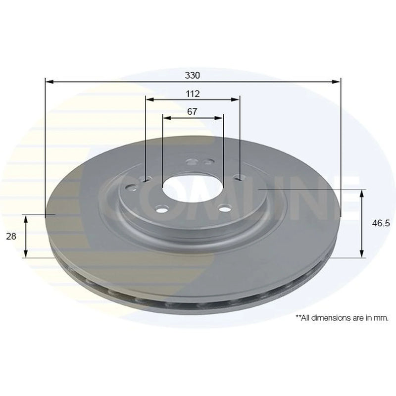 Comline Front Brake Discs ADC2828V-x2