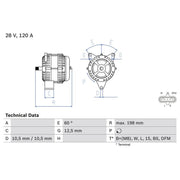 Bosch Car Alternator 12V 0 986 082 930