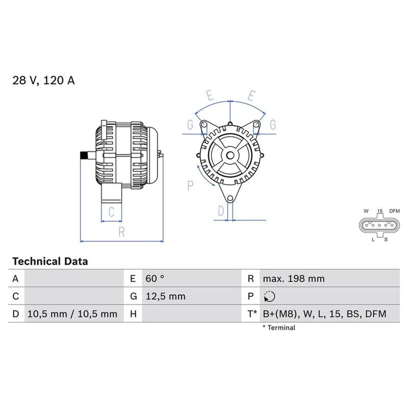 Bosch Car Alternator 12V 0 986 082 930
