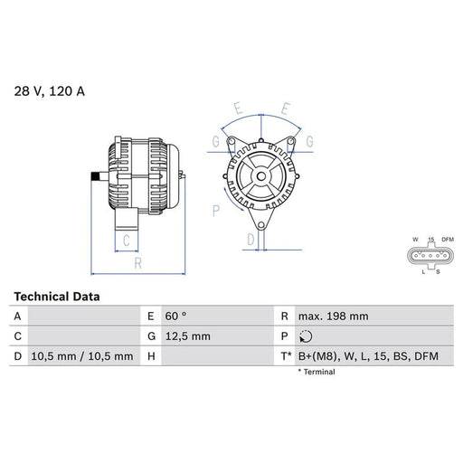Bosch Car Alternator 12V 0 986 082 930