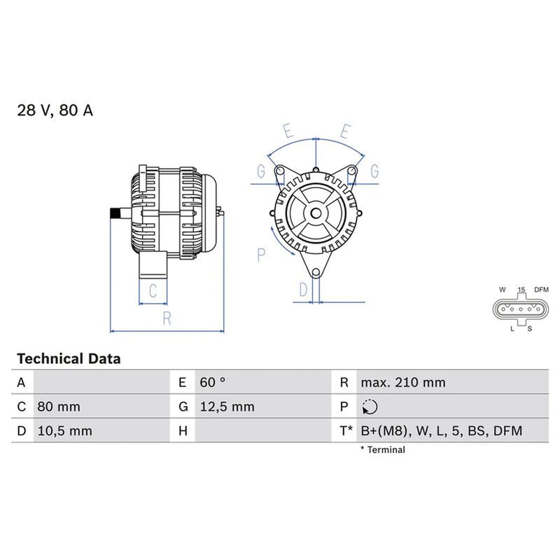 Bosch Car Alternator 12V 0 986 046 560