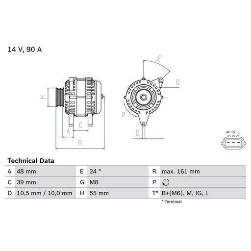 Bosch Car Alternator 12V 0 986 045 861