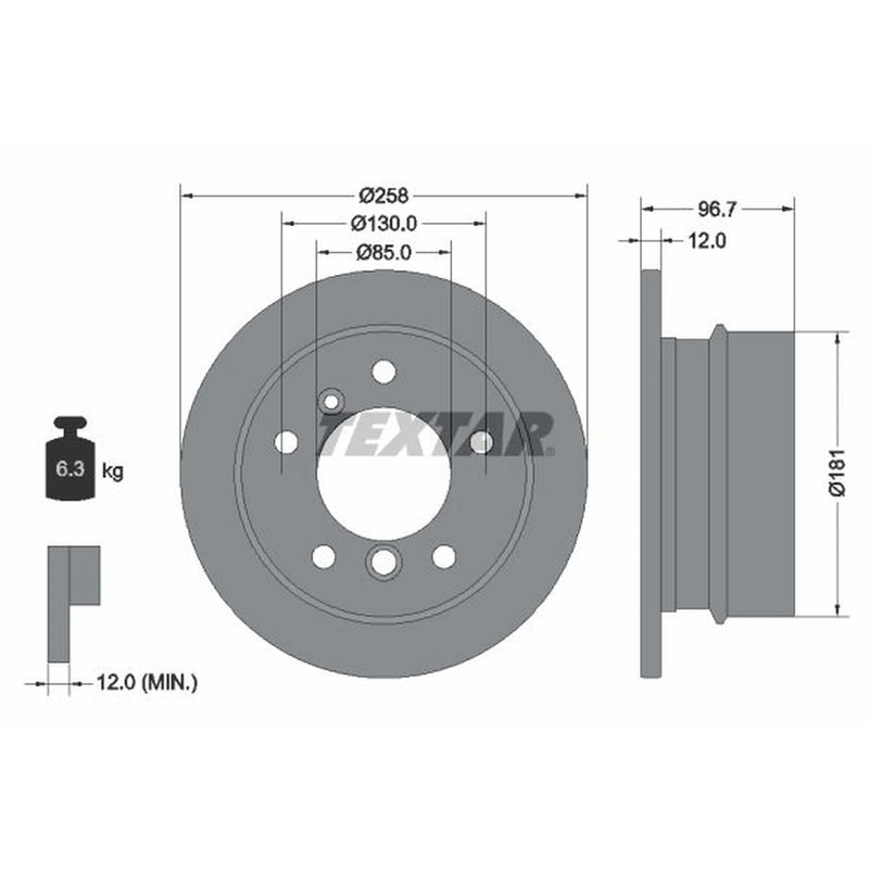 Textar 2 x Solid Rear Brake Discs 92137503-x2
