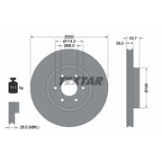 Textar 2 x Vented Front Brake Discs 92296503-x2