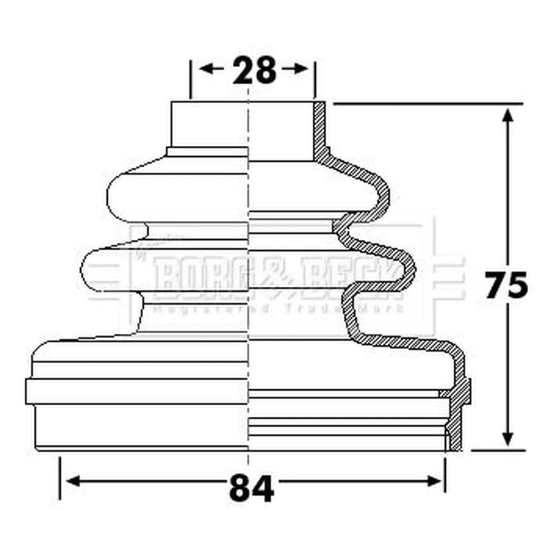 Borg & Beck Drive Shaft Bellow Kit transmission sided BCB6296