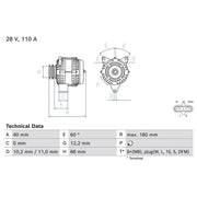 Bosch Car Alternator 12V 0 986 085 280