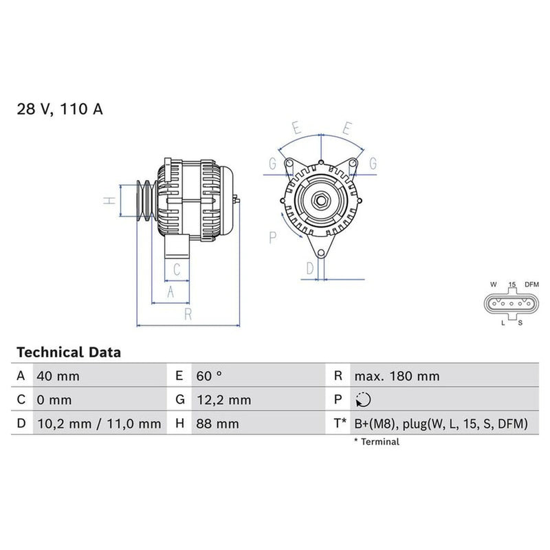 Bosch Car Alternator 12V 0 986 085 280