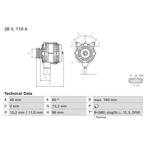 Bosch Car Alternator 12V 0 986 085 280