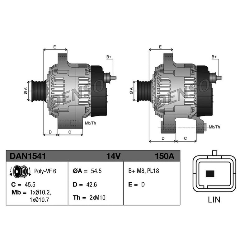 Denso Car Alternator 12V DAN1541