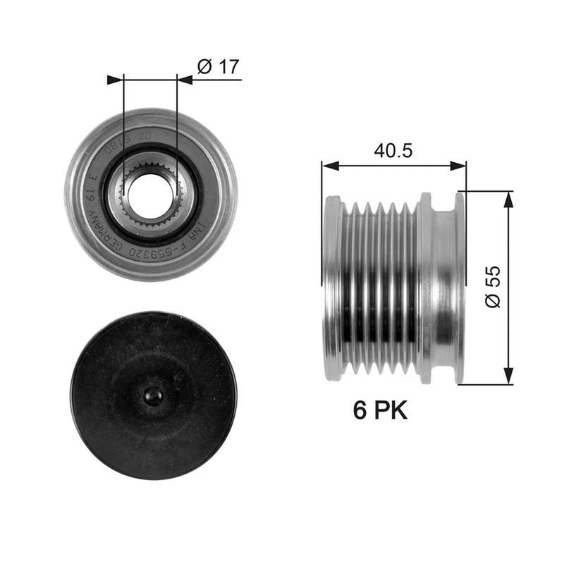 Gates Alternator Overrunning Freewheel Clutch OAP7057