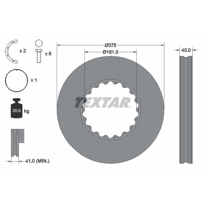 Textar 2 x Internally Vented Rear Brake Discs 93322800-x2