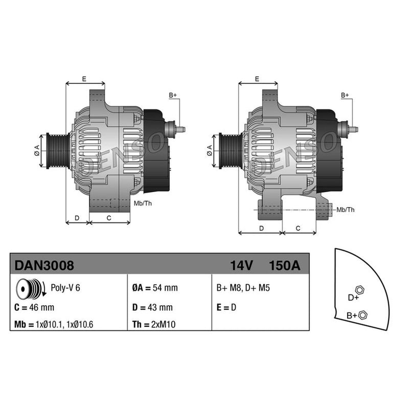 Denso Car Alternator 12V fits Citroën Berlingo / Berlingo First 1999-2005 2.0