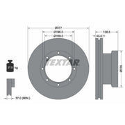 Textar 2 x Internally Vented Rear Brake Discs 93276600-x2