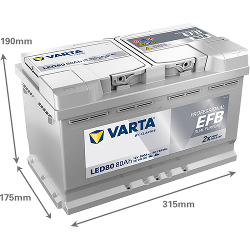 Varta Battery 12V 80Ah 800A 932080080K312