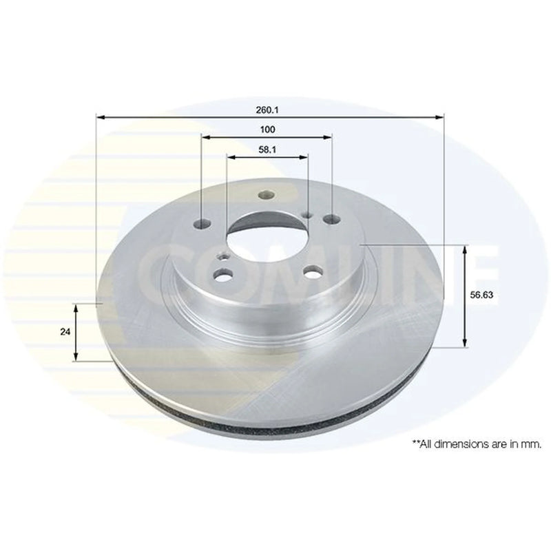 Comline 2 x Front Brake Discs ADC0802V-x2