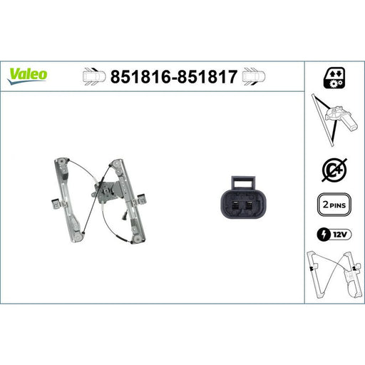 Valeo Electric Window Regulator Lifter Right Front 851817