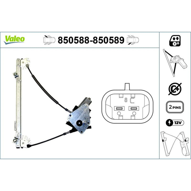Valeo Electric Window Regulator Lifter Right Rear 850589