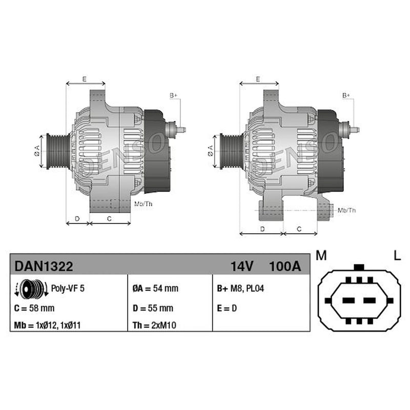 Denso Car Alternator 12V fits Opel Corsa E 2014-2019 1.2 1.4
