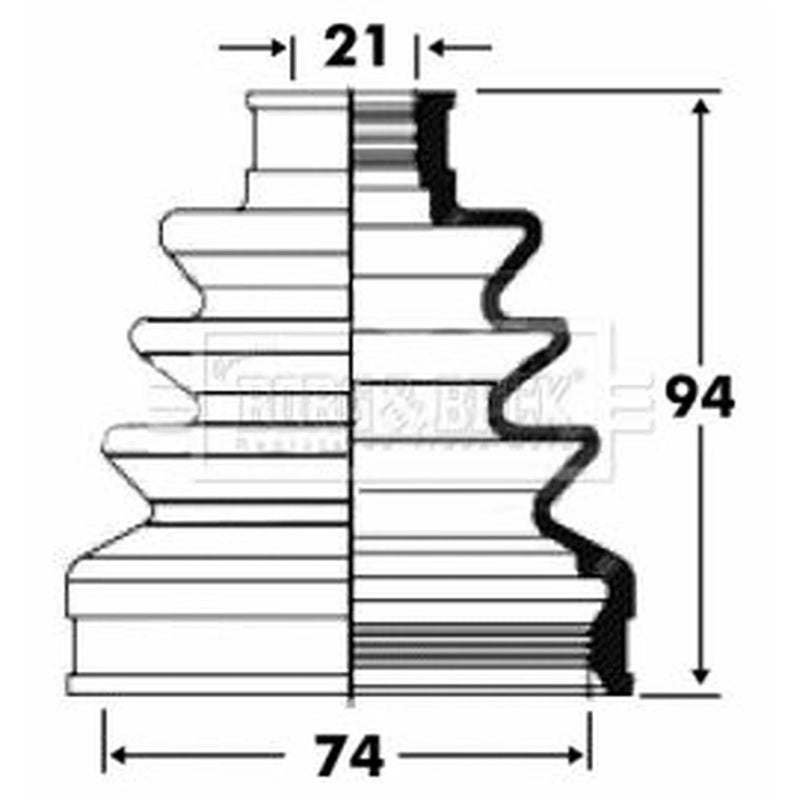 Borg & Beck Drive Shaft Bellow Kit transmission sided BCB2821