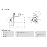 Bosch Starter Motor 12V 1.2kW 13 Teeth 0 986 026 970