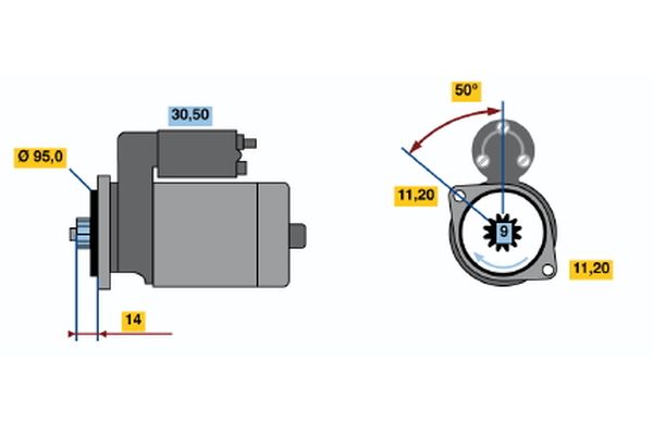 Bosch Starter Motor V kW Teeth 0986016031