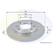 Comline 2 x Solid Rear Brake Discs ADC1512-x2