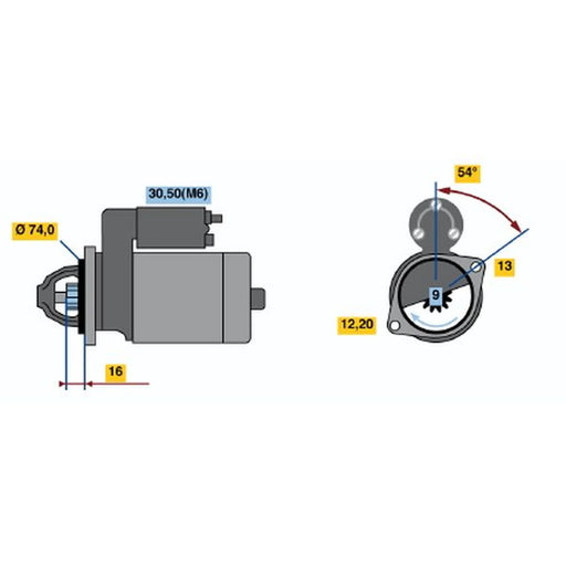Bosch Starter Motor 12V 0.9kW 9 Teeth 0 986 018 830