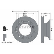 Textar 2 x Internally Vented Front Brake Discs 93276100-x2