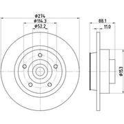 Mintex 2 x Solid Rear Brake Discs MDC2284-x2