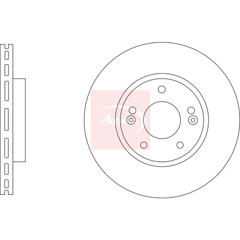 Apec 2 x Vented Front Brake Discs DSK3371-x2