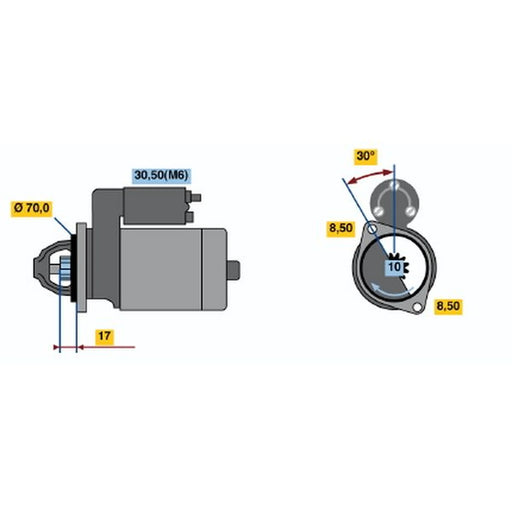 Bosch Starter Motor 12V 1.7kW 10 Teeth 0 986 018 180