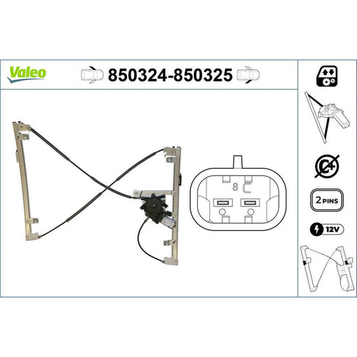 Valeo Electric Window Regulator Lifter Right Front 850325