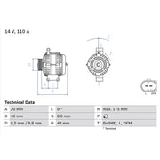 Bosch Car Alternator 12V 0 986 048 750