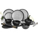 Flamefield Granite 12 Piece Melamine Tableware Dinner Picnic Set Caravan Camping - Flamefield - Van Life Living