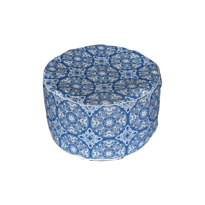 Garden Jacuard Blue Print Inflatable Ottoman Pouf - Gardenwize - Van Life Living