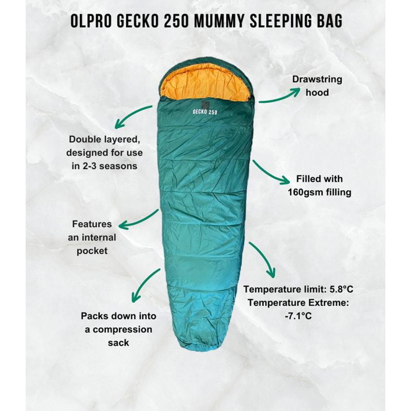 Olpro Geko 250 Mummy Sleeping Bag - Olpro - Van Life Living