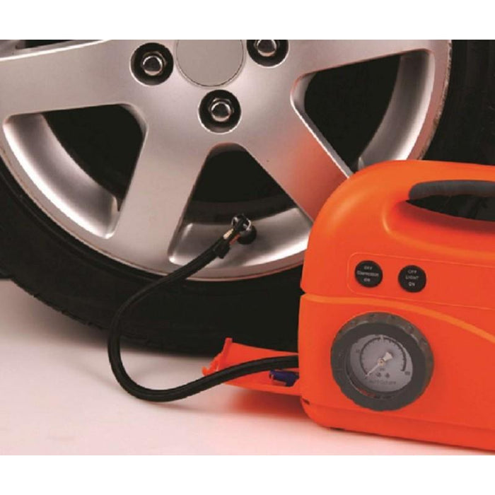 Heavy Duty RAC 12V 5 In 1 Air Compressor Torch Tyre Inflator Deflator Pump - ukcampingandleisure - Van Life Living