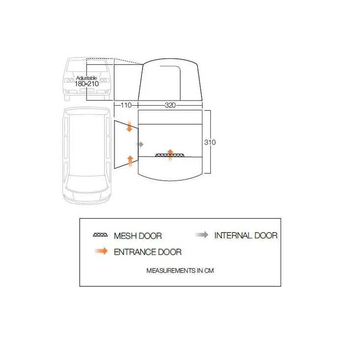 Vango Cove II Drive Away Awning Smoke - Low - VW T5, T6 Campervan 180 - 210 cm - Vango - Van Life Living