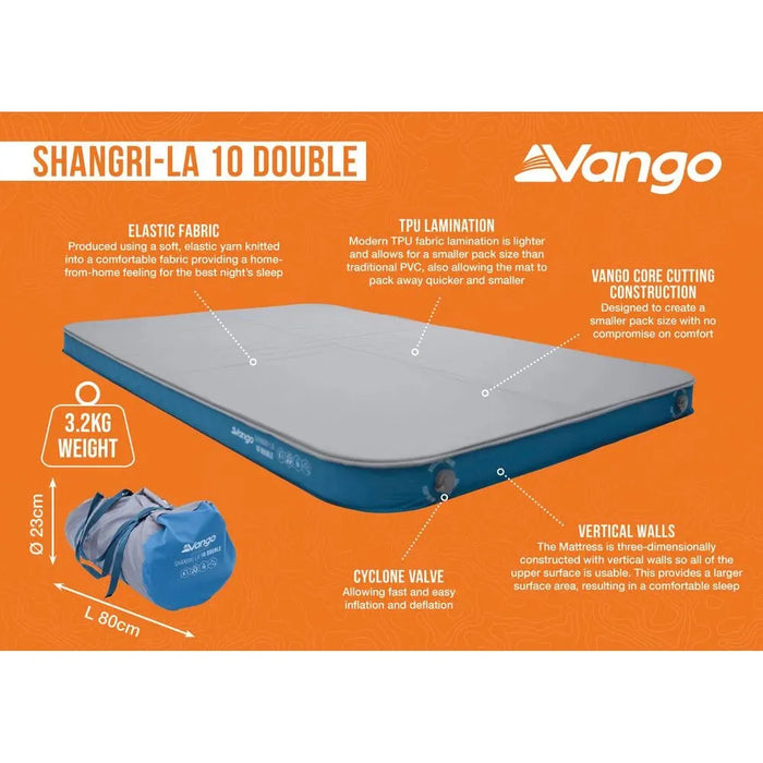 Vango Shangri-La II 10 Double 10 Double Cloud Grey / Sky Blue Self Inflating Sleep Mat - Vango - Van Life Living