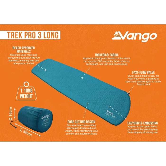 Vango Trek Pro 3 Long 3 Long Atom Blue Air Beds - Vango - Van Life Living