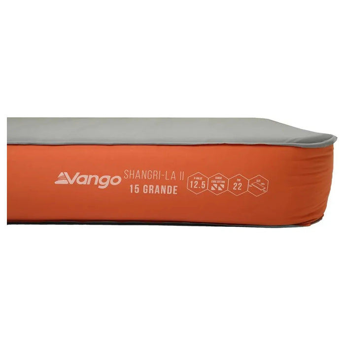 Vango Shangri-La II 15 Grande 15 Grande Cloud Grey / Orange Self Inflating Sleep Mat - Vango - Van Life Living