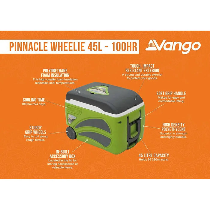 Vango Vango Pinnacle Wheelie 45L-100Hr Green Cooler Coolbox - Vango - Van Life Living