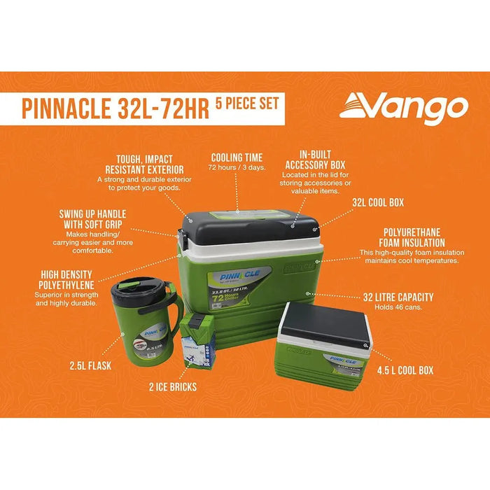 Vango Pinnacle 72Hr 5 Piece Set 32L Green Coolbox - Vango - Van Life Living