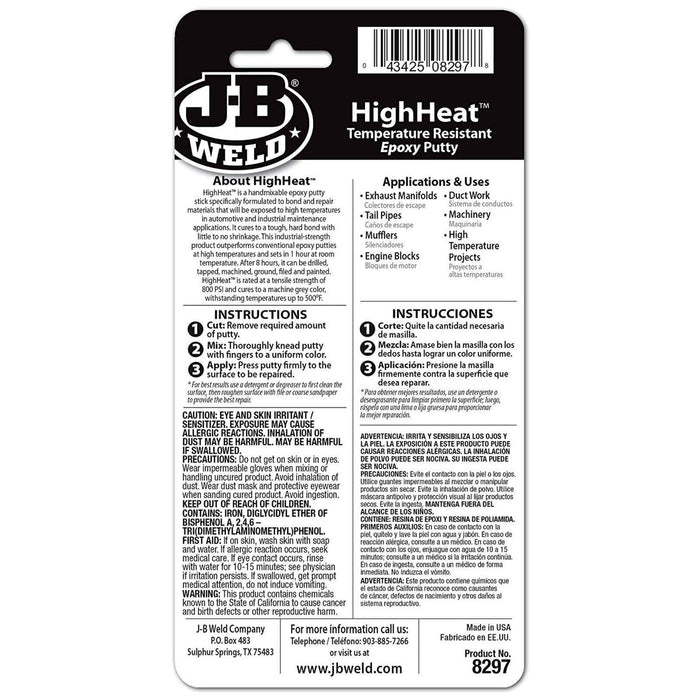 JB Weld HighHeat 57g Heat Temperature Resistant Epoxy Putty Metal Repair Filler - JB Weld - Van Life Living