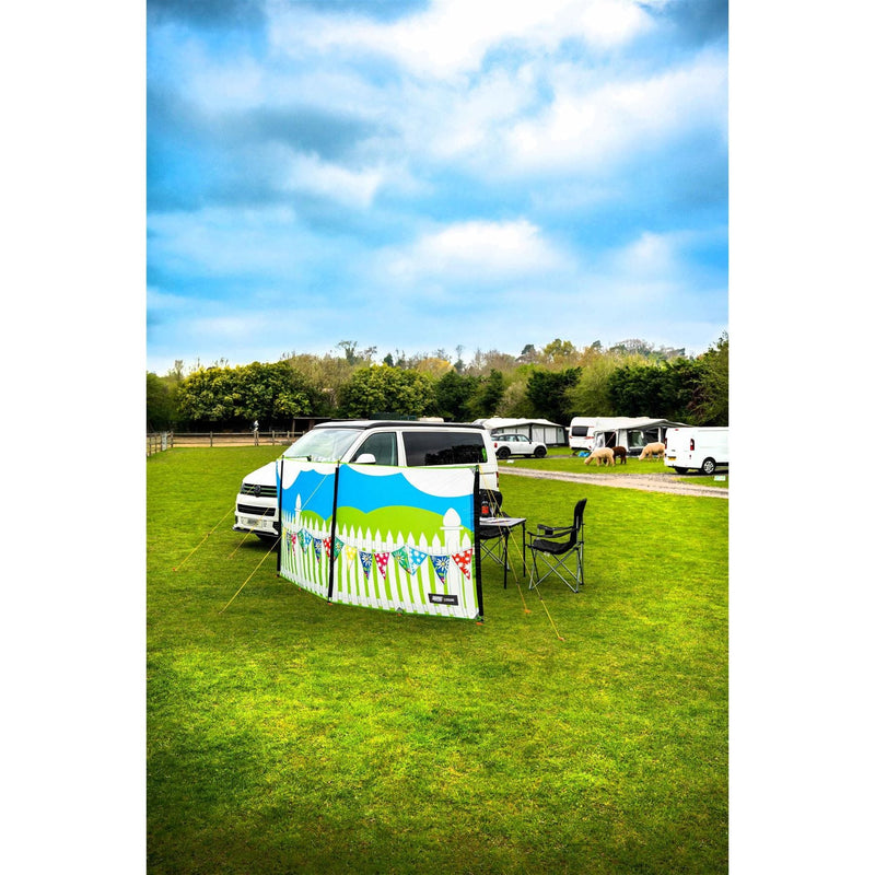 Maypole 3 Panel Poled Windbreak Summer Days 5m x 1.4m - Maypole - Van Life Living