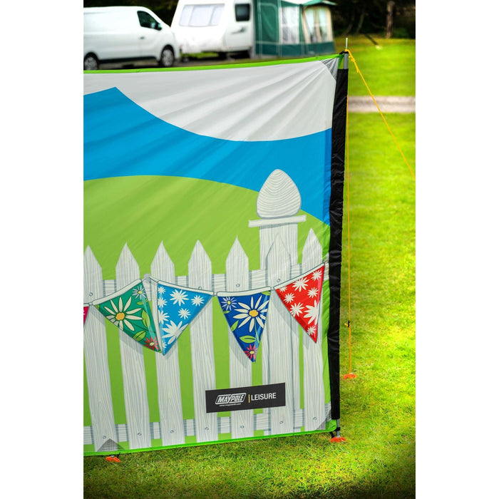 Maypole 3 Panel Poled Windbreak Summer Days 5m x 1.4m - Maypole - Van Life Living