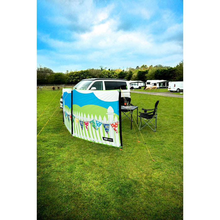 Maypole 3 Panel Poled Windbreak Summer Days 5m x 1.4m - Maypole - Van Life Living